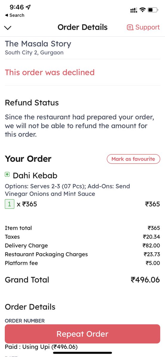 Parulmi's tweet photo. I placed order on ZOMATO at 8:47 n Cancelled at 8:48 within a minute by mistake n order was not confirmed by restaurant,dey deducted whole amt. I talked Mr arjun at restaurant as i m regular customer.They informed order placed and cancelled immediately n they didnt confirmed. https://t.co/Xmsq6JxIyQ