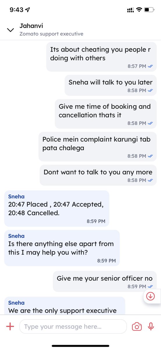 Parulmi's tweet photo. I placed order on ZOMATO at 8:47 n Cancelled at 8:48 within a minute by mistake n order was not confirmed by restaurant,dey deducted whole amt. I talked Mr arjun at restaurant as i m regular customer.They informed order placed and cancelled immediately n they didnt confirmed. https://t.co/Xmsq6JxIyQ