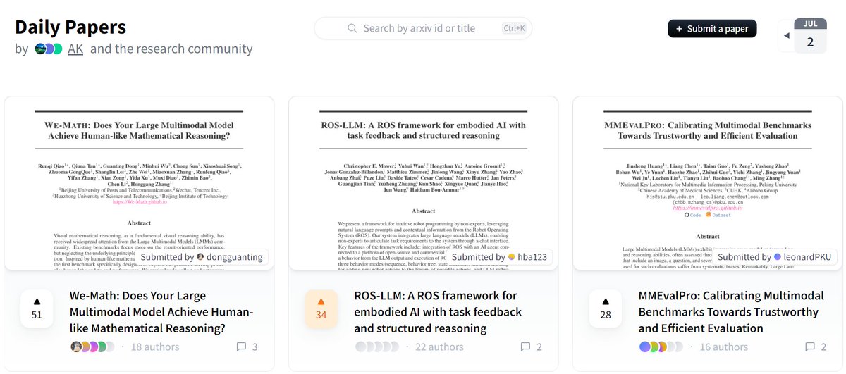 hbouammar's tweet image. This is nice! We are now top-2 daily ranking paper at @huggingface :D @_akhaliq #AI #RoboticsForAll 

huggingface.co/papers?date=20…