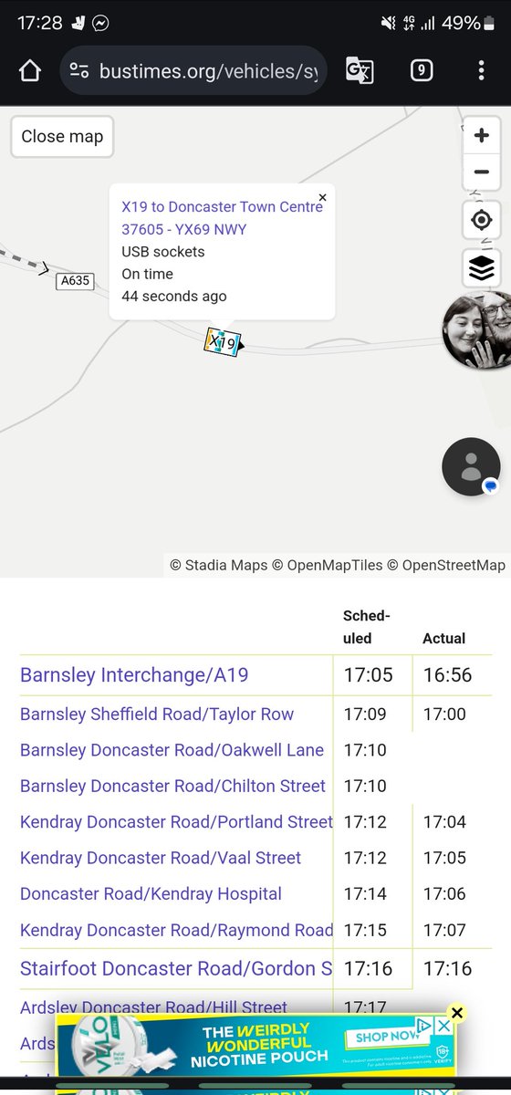 ozza_k's tweet photo. @StagecoachYrks Why has your X19 service left several people abandoned at Barnsley Interchange. I was her at quarter to five. The X19 didn't show up. But it certainly did at stops along the route!  Your stagecoach app is tracking exactly the same too. People left stranded! https://t.co/sBaxzRhE6D