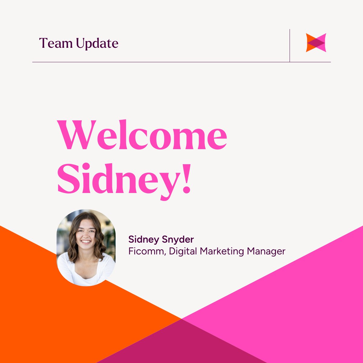 FicommPartners's tweet photo. Join us in welcoming Sidney Snyder to the Ficomm team! 💫

Throughout her time in the wealth management industry, she has found her calling in digital marketing, where every campaign, social post, or ad is an opportunity for advisors to share their story. https://t.co/KX8dEwwsqn