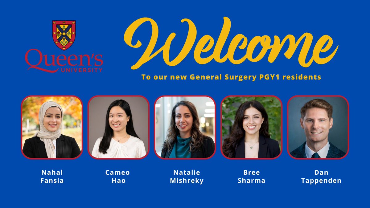Welcome to our five new PGY1 residents - Nahal Fansia, Cameo Hao, Natalie Mishreky, Bree Sharma and Dan Tappenden!