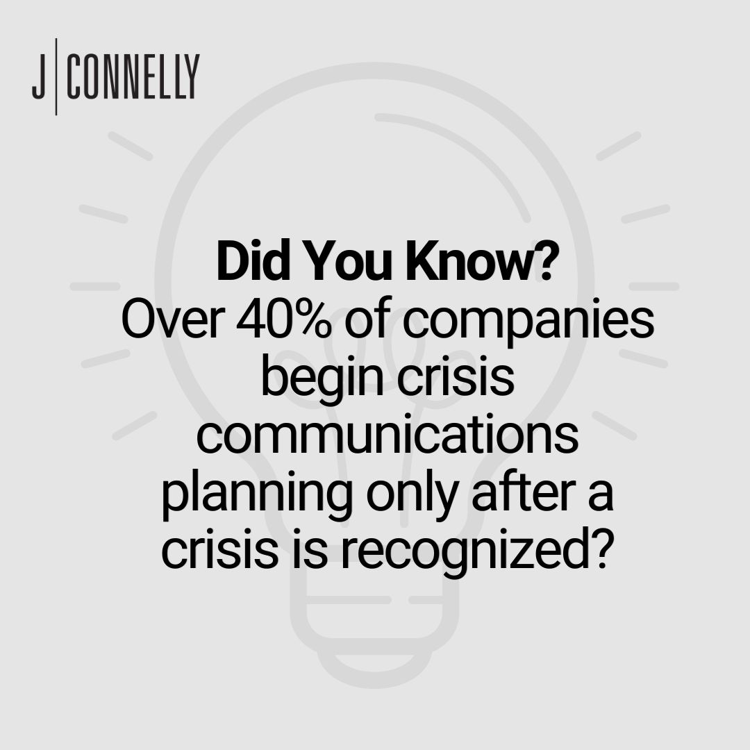 #DidYouKnow over 40% of firms seek crisis help post-event, per <a href="/memoinsights/">Memo</a>' 2024 Crisis Index?

At JConnelly, we stress the importance of having a robust plan in place well in advance. Let’s ensure you’re prepared. #CrisisComms #JCONNect bit.ly/4bB4xSk