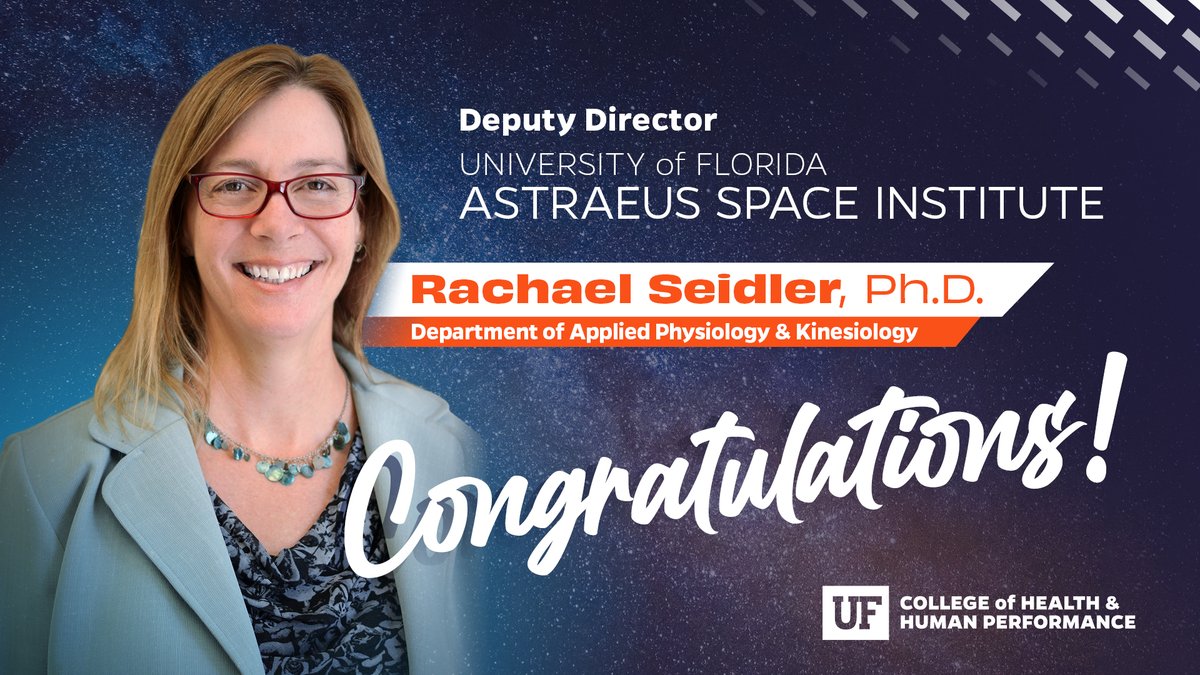 Rachael Seidler, Ph.D., professor in the department of applied physiology &amp; kinesiology, has been appointed the new Deputy Director at the <a href="/UF/">FLORIDA</a> Astaeus Space Institute 🚀, a cross-campus collaboration on space-related research 🌌 bit.ly/3VOyojh @UFResearch #UFHHP #Space