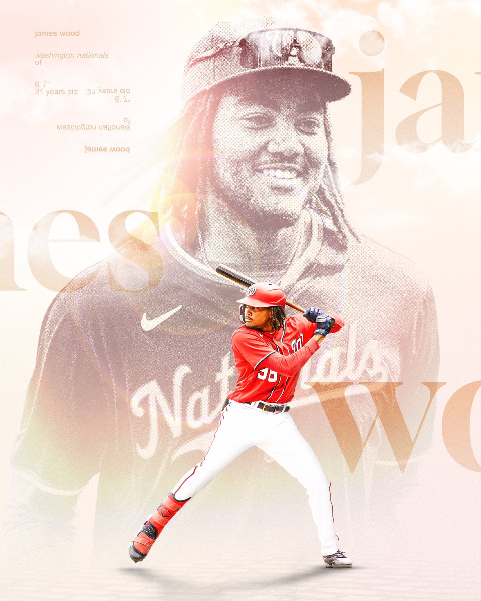 JgrayFlicks (@jgrayflicks) on Twitter photo Small Project:
<a href="/jwood_29/">James Wood</a> is the <a href="/Nationals/">Washington Nationals</a> newest young star. The <a href="/MLB/">MLB</a> ‘s #3 prospect tallied his first hit in the Bigs last night. After a great first half season for the <a href="/RocRedWings/">Rochester Red Wings</a> he looks to bring his talents to The Show.
Proj: behance.net/gallery/202326… Small Project:
<a href="/jwood_29/">James Wood</a> is the <a href="/Nationals/">Washington Nationals</a> newest young star. The <a href="/MLB/">MLB</a> ‘s #3 prospect tallied his first hit in the Bigs last night. After a great first half season for the <a href="/RocRedWings/">Rochester Red Wings</a> he looks to bring his talents to The Show.
Proj: behance.net/gallery/202326…