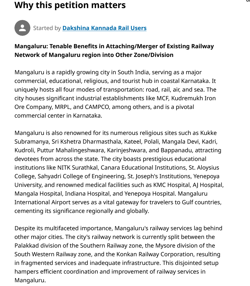 dkdistrictrail's tweet photo. 🚆 Announcing our new campaign: Creating a separate railway division in Mangaluru for better connectivity and operations!
We need your support. Please sign and support us! 📝 Scan the QR code to sign the petition now! https://t.co/uM4U3bTMa6