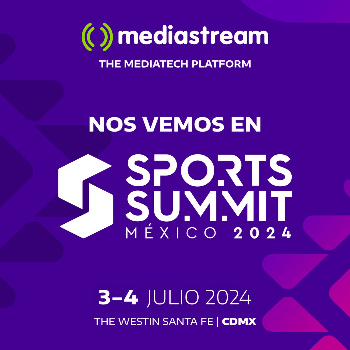 Mediastream en Sport Summit México 🇲🇽

Visítanos en nuestro #booth y no te pierdas nuestras sesiones y demostraciones en vivo. ¡Te esperamos!
#SportSummitMX #Mediastream #Streaming #TecnologíaDeportiva #OTT