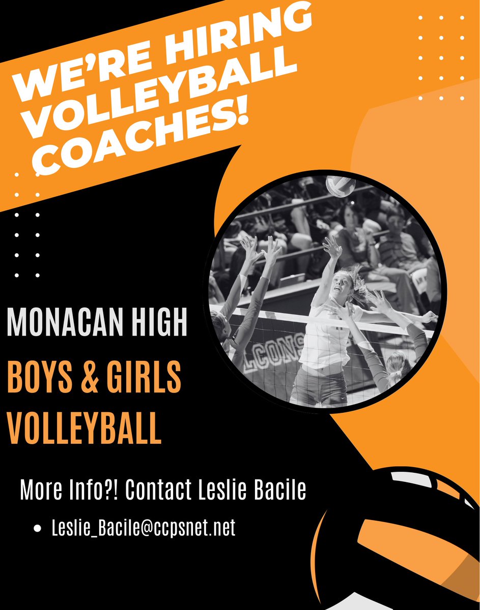 Monacan GBB (@monacangbb) on Twitter photo 🏐VOLLEYBALL COACHES WANTED🏐
#ChiefPride #rvaW <a href="/cfieldsports/">chesterfieldsports (from RVA Sports Network)</a> 🏐VOLLEYBALL COACHES WANTED🏐
#ChiefPride #rvaW <a href="/cfieldsports/">chesterfieldsports (from RVA Sports Network)</a>