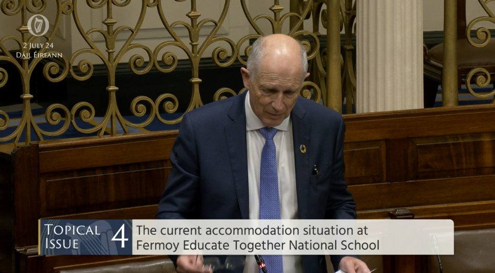 #Dáil Topical Issue 3: Deputy David Stanton @davidstantontd - To the Minister for Education - To improve the current accommodation situation at Fermoy Educate Together National School. #SeeForYourself

bit.ly/2wRX0Aj