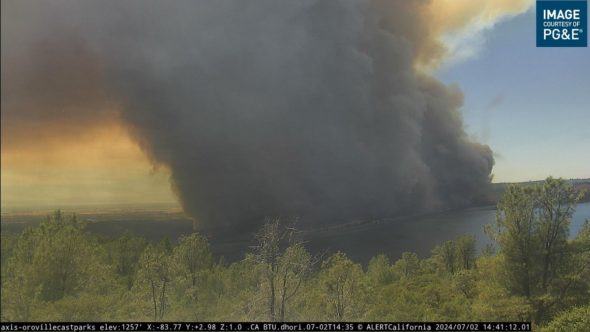 A less than ideal view to see from near the Oroville Dam as the Thompson fire encroaches #CAwx