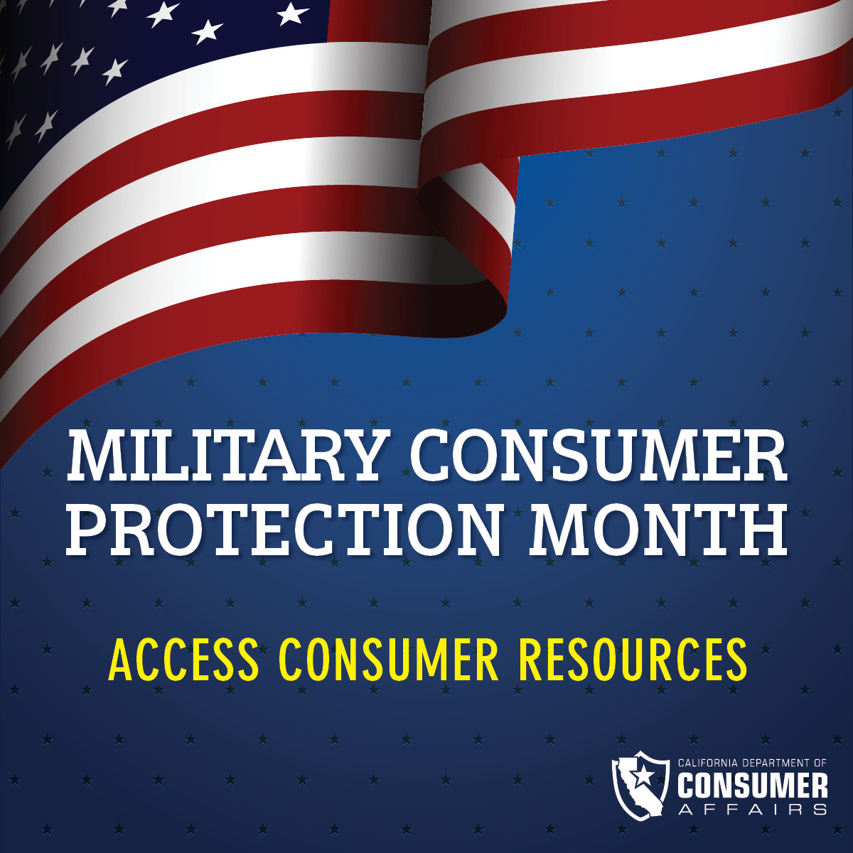 CaliforniaDCA's tweet photo. It is Military Consumer Protection Month! There are several ways to become an informed and empowered consumer. Get to know the California Department of Consumer Affairs. Check out our guide available in multiple languages.
https://t.co/0OdDk18MT9 #MilitaryConsumerProtectionMonth https://t.co/P0UbA4I3pX