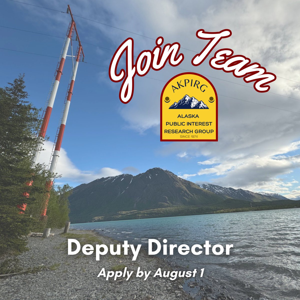 AKPIRG is hiring a Deputy Director! 🥳 APPLY BY AUGUST 1: akpirg.bamboohr.com/careers/24

#akpirg #nowhiring #alaskajobs #jobposting #jobsearch #careers