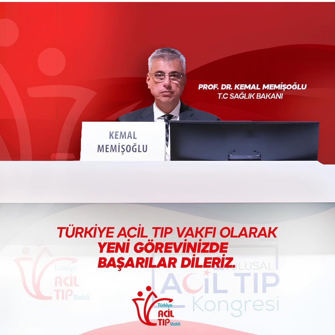 Türkiye Cumhuriyeti’nin 53. Sağlık Bakanı olarak atanan Sayın Prof. Dr. Kemal Memişoğlu’nu tebrik eder, yeni görevinde üstün başarılar dileriz.
Ülkemize ve sağlık camiamıza hayırlı olmasını temenni ederiz. <a href="/saglikbakanligi/">T.C. Sağlık Bakanlığı</a> <a href="/drmemisoglu/">Prof. Dr. Kemal Memişoğlu</a>