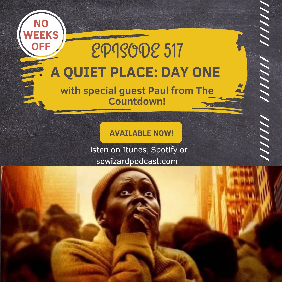 NEW #PODCAST! This week we are joined by Paul from <a href="/thecountdownpc/">The Countdown Pod</a> to review #AQuietPlaceDayOne! Find out if it’s something to shout about when you listen on ITunes, Spotify or right here: tinyurl.com/5ejneat9 #MovieReviewPodcast #podcasting