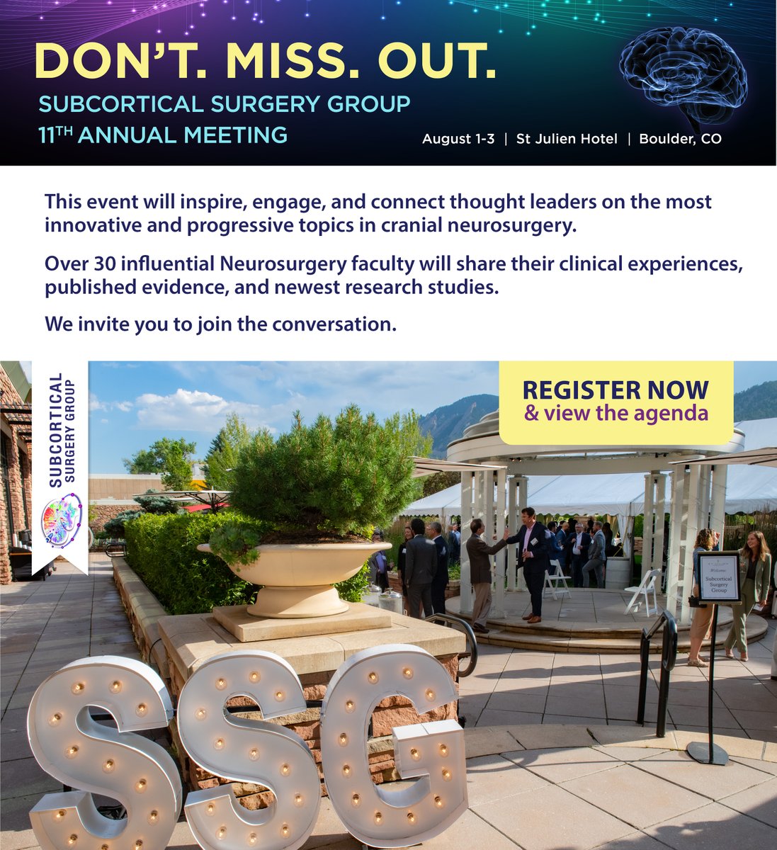 We are 1 month away from #SSG2024. Don't miss out on your favorite #neurosurgery meeting! We only have a few hotel rooms left. Register today ➡️ web.cvent.com/event/2ccb85c6…
