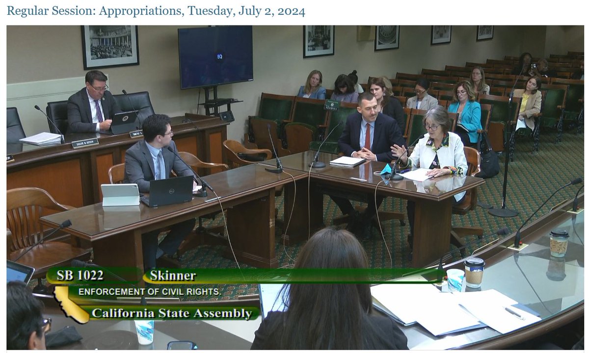 NancySkinnerCA's tweet photo. Excellent! The CA Assembly Appropriations Committee today approved my #caleg #SB1022 - which would strengthen the authority of the CA Civil Rights Department to effectively investigate and prosecute civil rights violations.
Next stop, Assembly Floor. https://t.co/1VVbucfNMP