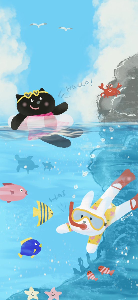 eimmy83's tweet photo. 7月は海のお友達とこんにちは🐟🌊🦀

🐰＜お魚さんhello🐠❣️

ぜひ使ってね！

#art #artwork #illustration  #まいにちeimmy #らくがき #らくがき日記 #イラスト #イラストレーター #壁紙無料配布 #Illustrator #eimmy #壁紙 #July #sea
#海 https://t.co/o7RH7hQFdV