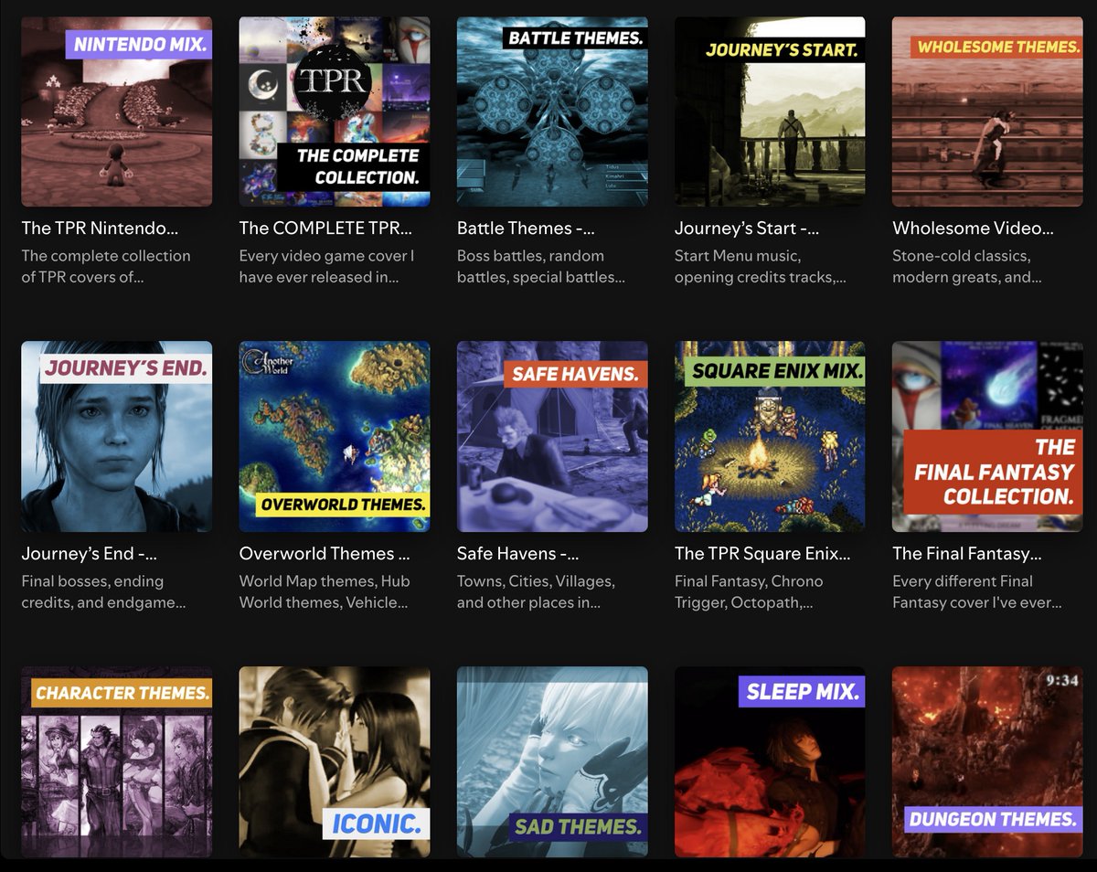 TPR (@tprpiano) on Twitter photo I've put together a dozen new TPR Artist playlists on my Spotify  (open.spotify.com/artist/6ImfL6w…) alongside old favs like the 24-hour (!!) TPR Complete Collection and the FF Collection. Featuring all my covers alongside collabs with <a href="/roxanegenot/">Roxane Genot</a>, <a href="/PitTanMusic/">PitTan</a>, <a href="/abbytheoboist/">Abbytheoboist- leaving soon!!</a> and more! I've put together a dozen new TPR Artist playlists on my Spotify  (open.spotify.com/artist/6ImfL6w…) alongside old favs like the 24-hour (!!) TPR Complete Collection and the FF Collection. Featuring all my covers alongside collabs with <a href="/roxanegenot/">Roxane Genot</a>, <a href="/PitTanMusic/">PitTan</a>, <a href="/abbytheoboist/">Abbytheoboist- leaving soon!!</a> and more!