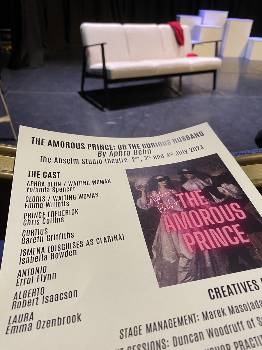 Thought-provoking performance of Behn’s The Amorous Prince this evening - superbly acted with insights from the cast 👏👏👏 Go and see it!! #AphraConference