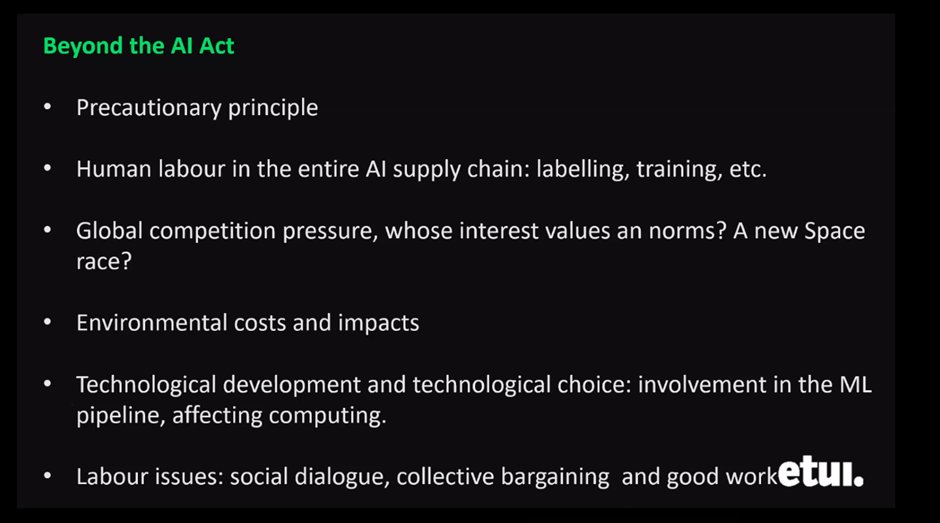 GlenKCampbell's tweet image. 3/🤖
Among the points @APonceETUI advocated: the precautionary principle should be part of the conversation, including the AI act! We need more human controls and we (staff and unions) need to be involved early on in the implementation of AI in our organisation.
