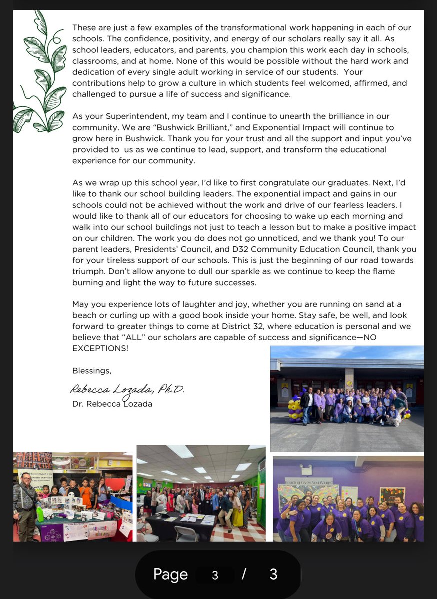 From Superintendent Lozada’s Desk— End of Year message -Amazing Year of Exponential Impact👏❤️