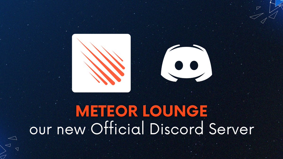 meteorjs's tweet photo. Introducing the Meteor Lounge, our official Discord server! Join us for community support and exclusive events.👇