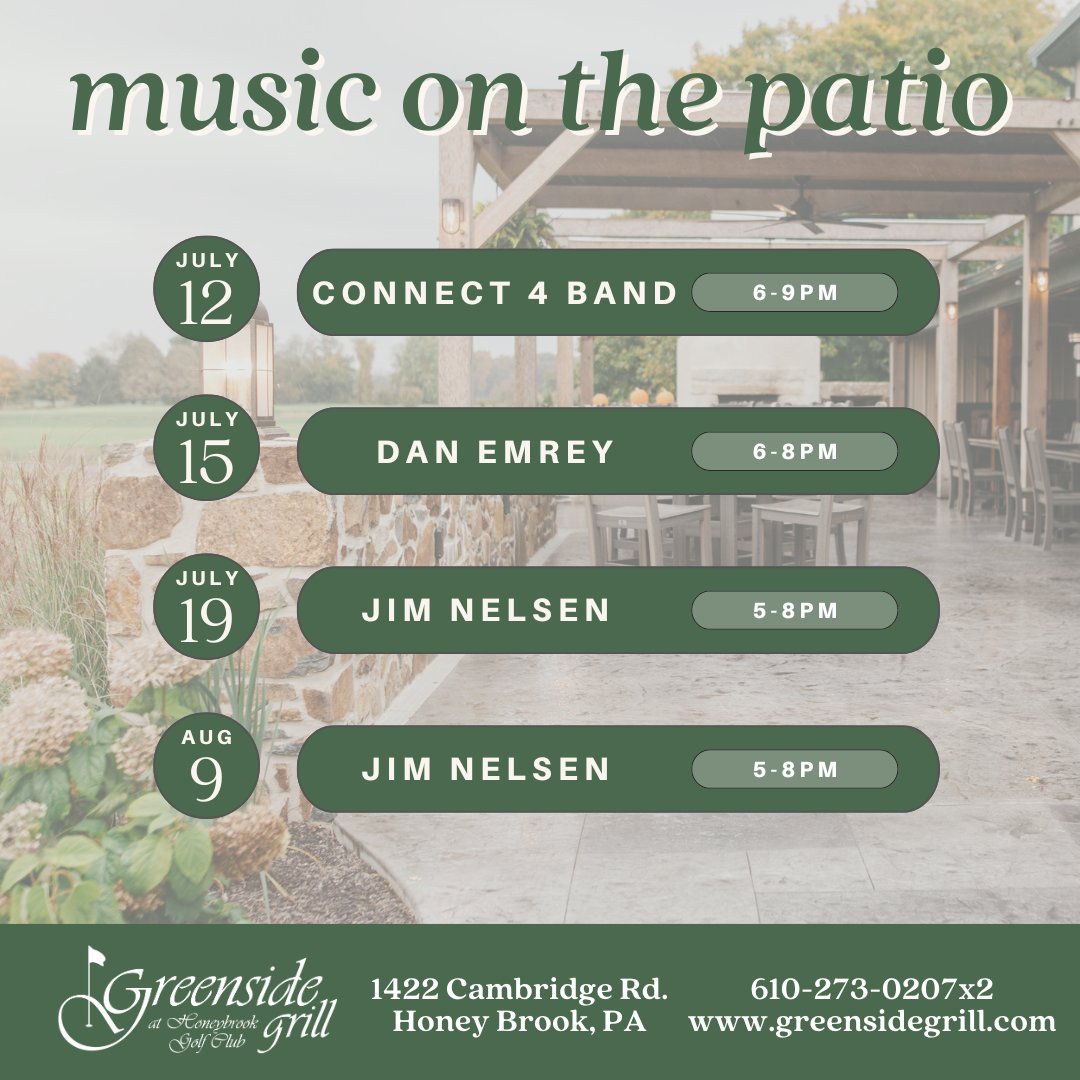 Join us this summer for MUSIC ON THE PATIO!
