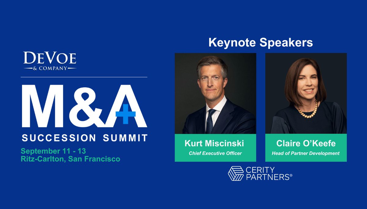 📣Cerity Partners' executives will be keynote speakers at #DeVoeMASummit24.

In this fireside chat, they will share Cerity Partners' inspiring journey of ✨ extraordinary growth ✨ to become one of the nation’s leading independent wealth management firms.

devoeandcompany.com/ma-summit