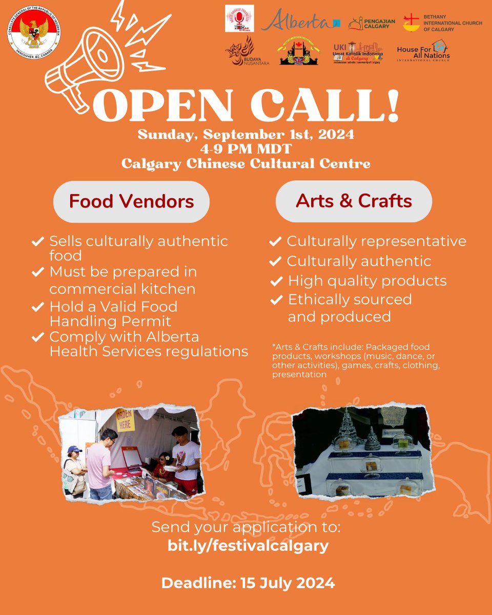 indonesiainvc's tweet photo. Calling All Vendors!

Don't miss this incredible opportunity to connect with a diverse audience and celebrate the rich tapestry of our global community. Check out the requirements and submit your application by July 15, 2024. Click the link: https://t.co/20AK4NXyot to apply now! https://t.co/mjqOAgEcPq