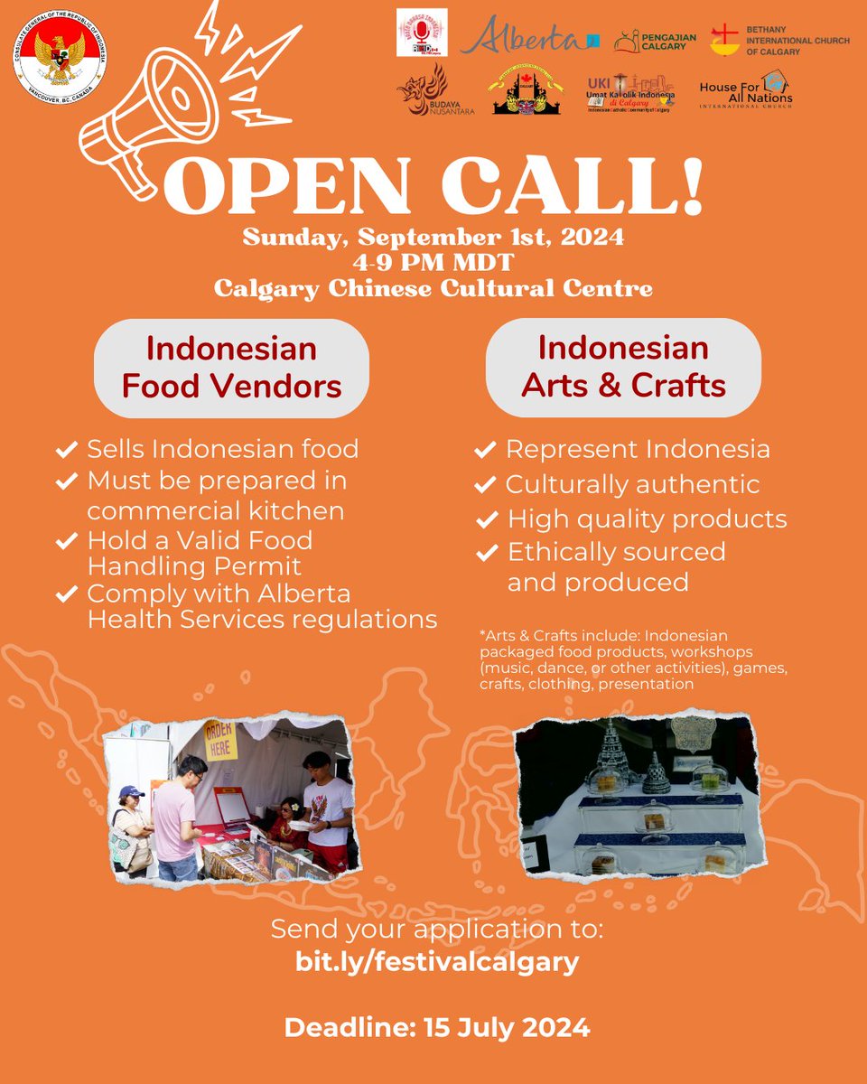 indonesiainvc's tweet photo. Calling All Vendors!

Don't miss this incredible opportunity to connect with a diverse audience and celebrate the rich tapestry of our global community. Check out the requirements and submit your application by July 15, 2024. Click the link: https://t.co/20AK4NXyot to apply now! https://t.co/mjqOAgEcPq