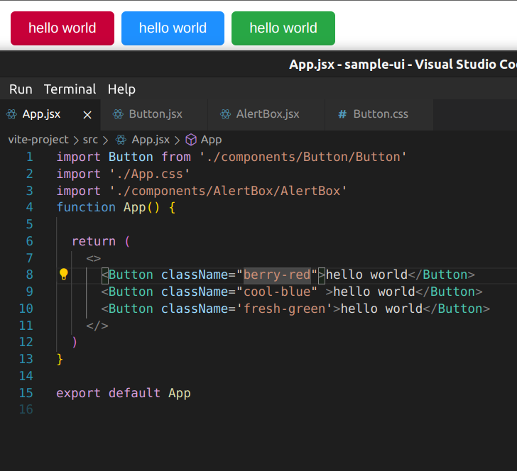 Noeltomsanthosh's tweet photo. My week 2 update for nights and weekends.
started learning react and made a toy version of ui library (I don't know I can say it as a toy). just implemented a basic idea in building a customizable button component.
please share your thoughts...
cc: @_buildspace https://t.co/7KeuI2VKXU