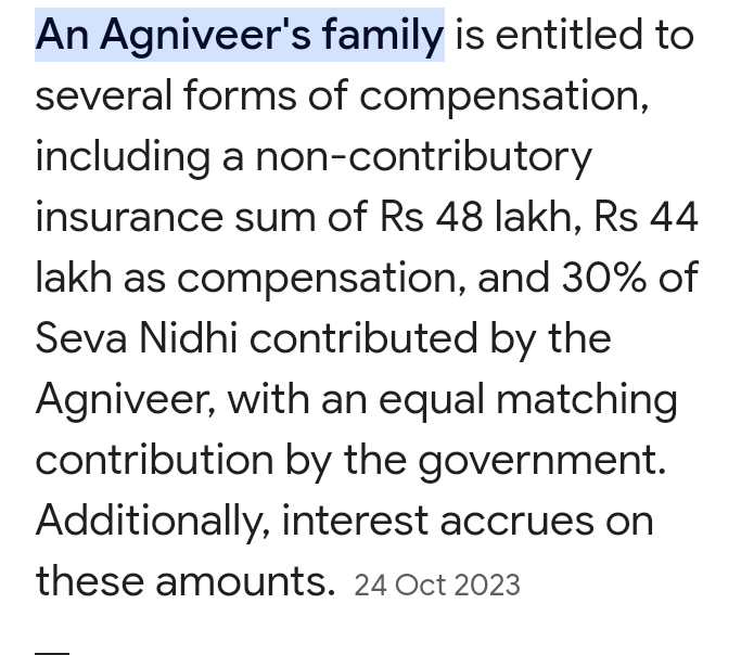 binny1829's tweet photo. @RS6939953599637 @ColAmitkumar @INCIndia @BJP4India @rajnathsingh @RahulGandhi It is Government paying premium for insurance for Agniveers and it is called non contributory insurance https://t.co/Y4MkccyG0G