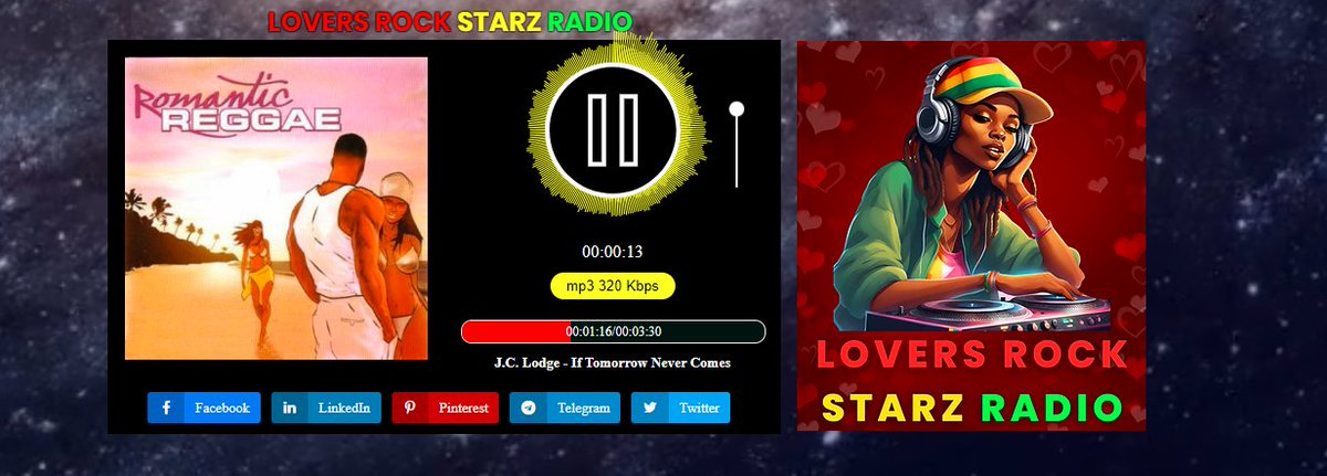 LRG_ENT_GROUPUK's tweet photo. Lovers Rock Starz Radio
🔊Now Playing⏯J.C. Lodge-If Tomorrow Never Comes @ https://t.co/vzkK00eO8F @ReggaeStarz_RSR @savedancehall @reggaeunivrse @reggaeunrecords @reggaeunivrsetv #Reggae #soca #dancehall #loversrock #UK #jamaican #verydarkman #DubNation #ReggaeUniverse🌍#Radio https://t.co/d5Rj2MlLcY
