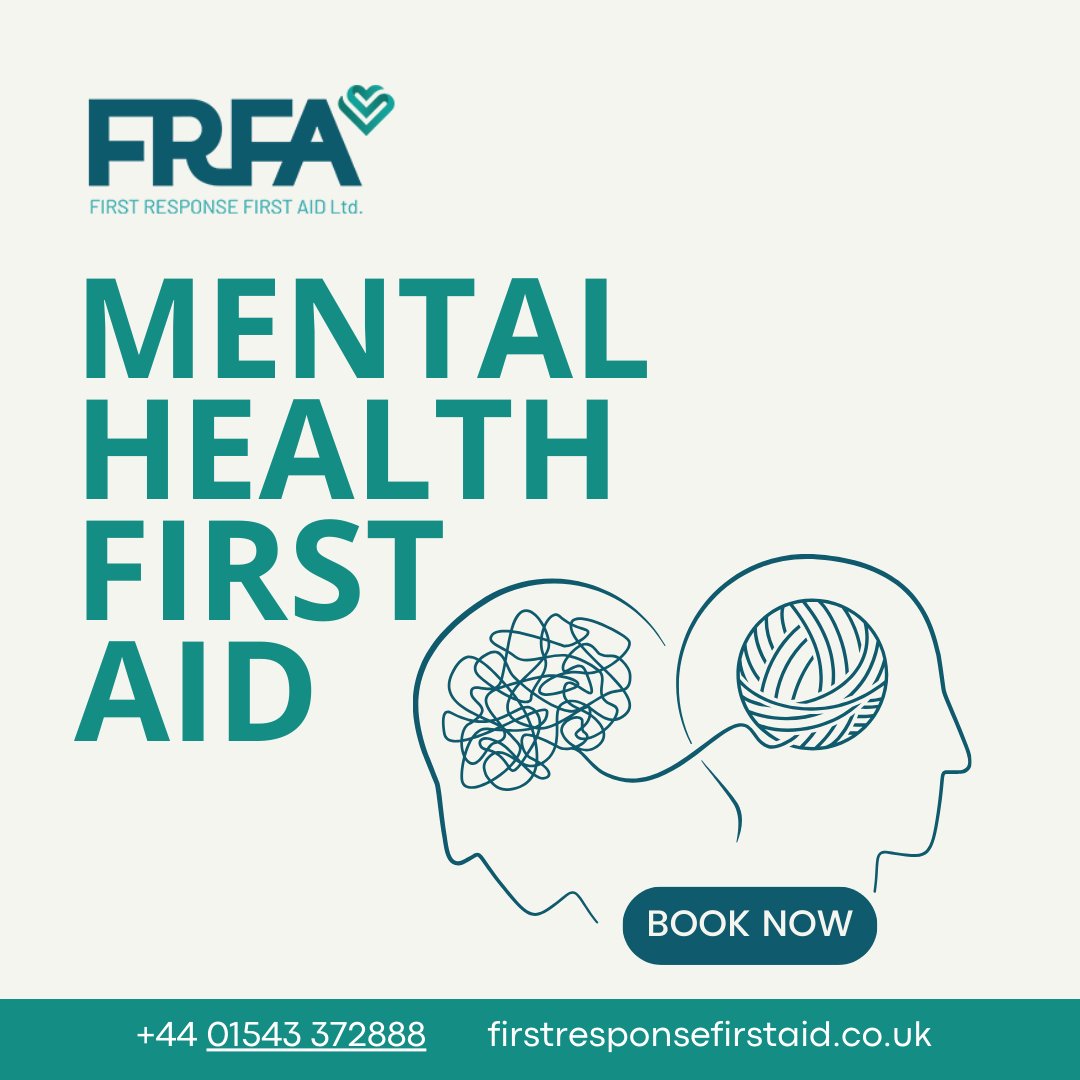 🧠 Mental health challenges can affect anyone so make sure that you are prepared to provide immediate support to those who need it with our Mental Health First Aid Courses. 
firstresponsefirstaid.co.uk/mental-health-… 
#mentalhealth #mentalhealthmatters