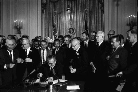 60 years ago today, the Civil Rights Act of 1964 was signed into law. #CivilRightsAct60th