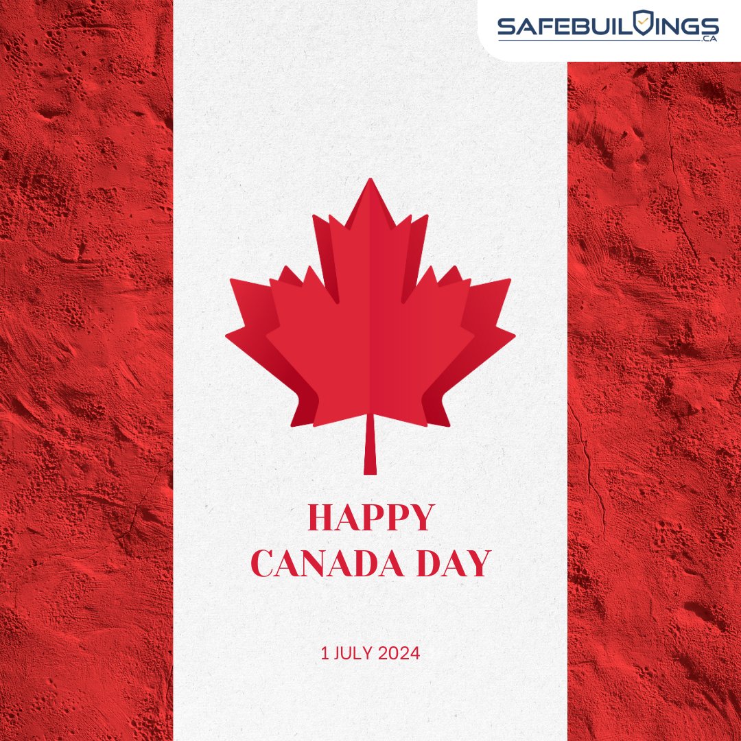 SafeBuildings_'s tweet photo. Happy Canada Day! 
Let's embrace unity and diversity as we commemorate Canada's birthday. Let's also reaffirm our commitment to safety and security in our communities. From all of us here at Safe Buildings! 🍁 

#CanadaDay #Safeguard #SecureEnvironment #LovingHome https://t.co/3s39pzET8f