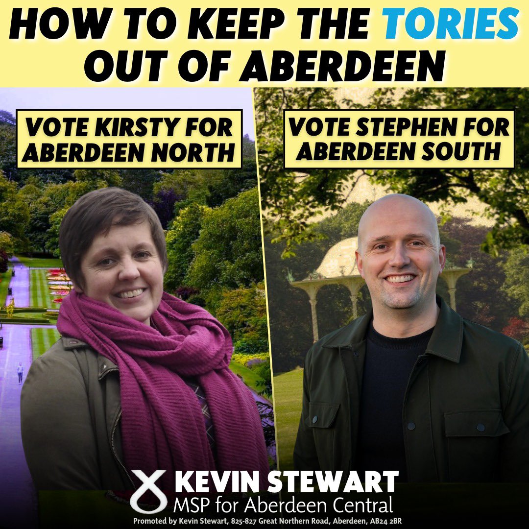 Aberdeen has been well served by the superb Kirsty Blackman &amp; the excellent Stephen Flynn as our MPs.

Let’s keep the Tories out of Aberdeen &amp; reelect Kirsty &amp; Stephen this Thursday, July 4th.

#ReElectBlackman #FlynnToWin #VoteSNP #ForScotland🏴󠁧󠁢󠁳󠁣󠁴󠁿