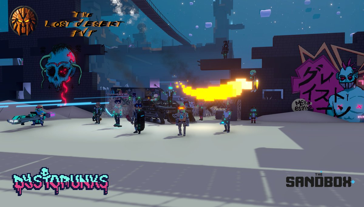 Are you ready for the ultimate survival #PVP action?💥The <a href="/DystoPunks/">DystoPunks</a> are taking over "The Lost Desert PVP" in <a href="/TheSandboxGame/">The Sandbox</a> with the new  2-weeks event starting on July the 8th!

<a href="/TSBCreators/">The Sandbox Creators</a> #TSBBuildersChallenge #SandFam <a href="/borgetsebastien/">Sebastien 🏞</a> <a href="/Pandapops7/">Pandapops NFT Creator Queen</a> #P2E