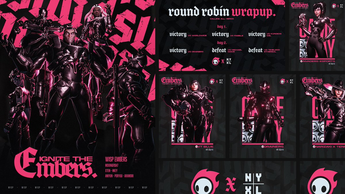 ltio_ow's tweet image. If any CAH teams need any branding or social support, my commissions and DM's are open. Below is some work from @WISPGGs Embers!