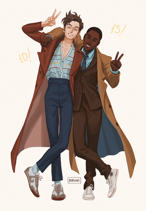 Long coats and trainers! 15 and 10 outfit swap  #doctorwho #tenthdoctor #fifteenthdoctor #DavidTennant #NcutiGatwa 