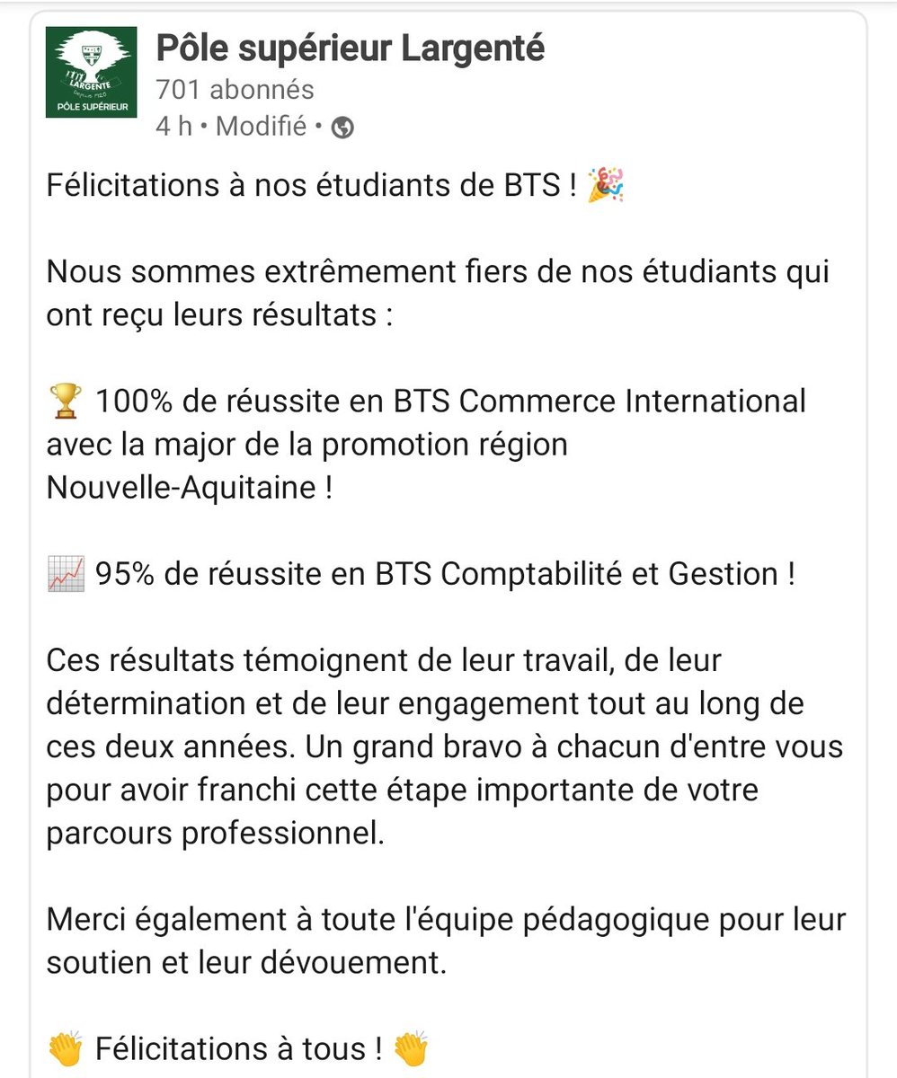 Bravo à nos étudiants et à nos professeurs !!!!