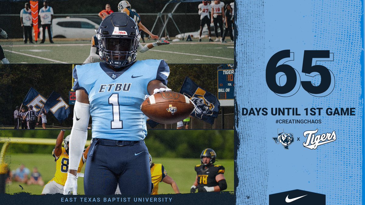 ETBU_Football's tweet image. Just over 2 months away! TIGER FAMILY ARE YOU READY?! 🐯

#ETXtough #CreatingChaos