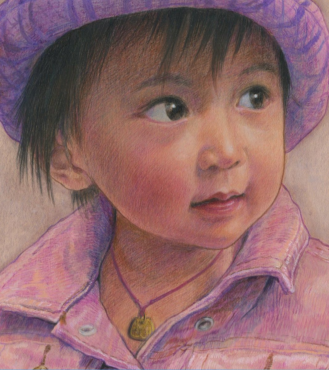 donliart's tweet photo. “Sabrina”
水彩，水溶性彩色铅笔画在木板上 
water color color pencil on panel
2010
24.5cm x 33cm https://t.co/BZvjIhDdrp