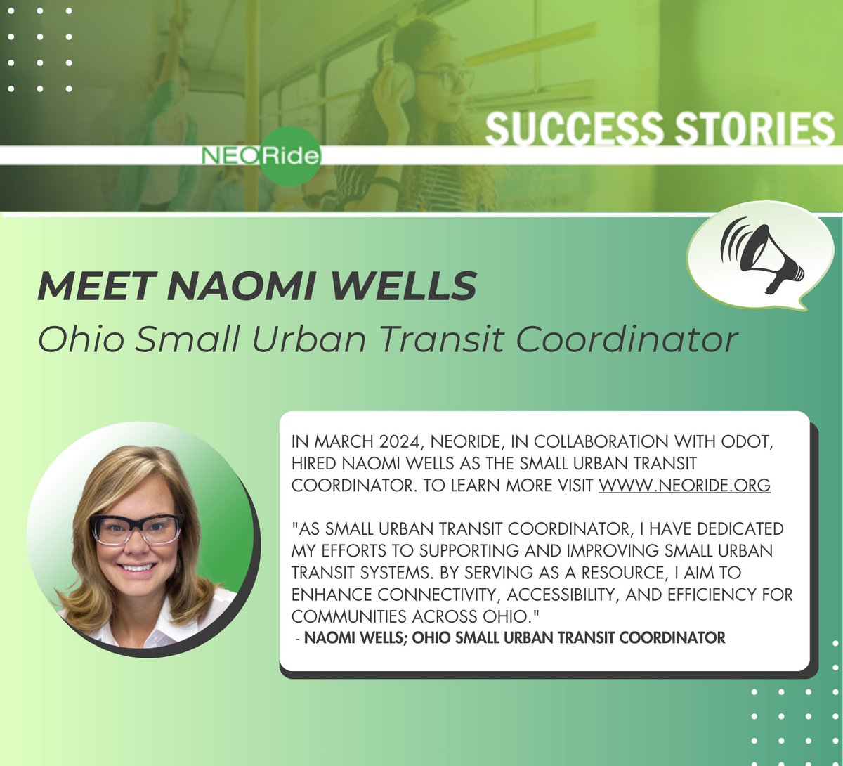 Naomi has been a great addition to NEORide staff!