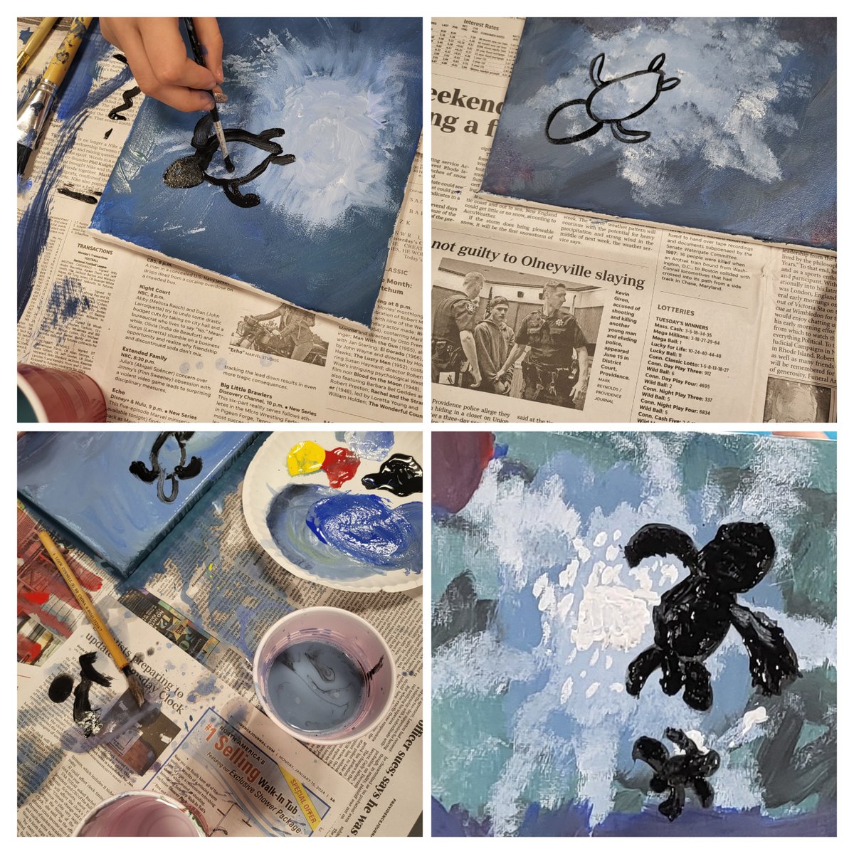 LinPubLibRI's tweet photo. Kids dove deep into Art Club while creative sea turtle oil #paintings. The statewide #RISummerReading Program is supported by the @olisri, w/. funds from the Institute of Museum & Library Services, & by the Friends of the Lincoln Public Library. #ReadRenewRepeat https://t.co/kctKswJCWb