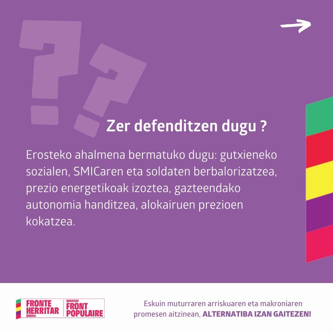 PeioDUFAU's tweet photo. Zer defenditzen dugu? Bizi hobeago bat! #Bozka #FrenteHerritarBerria #AlternatibaGira https://t.co/0vZQ1oksCA
