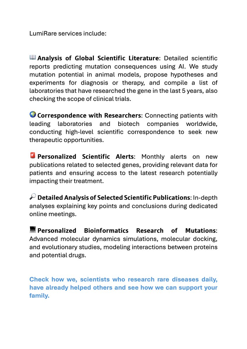 Natalia Szulc (@n_szulc) on Twitter photo With <a href="/wojtek_pokrzywa/">Wojciech Pokrzywa</a> we started LumiRare, specializing in scientific analyses for #raredisease patients. We provide, i.e., comprehensive reviews of the latest gene mutation knowledge, supporting patients & carers.
Discover how we can help your family.
➡️ lumirare.com With <a href="/wojtek_pokrzywa/">Wojciech Pokrzywa</a> we started LumiRare, specializing in scientific analyses for #raredisease patients. We provide, i.e., comprehensive reviews of the latest gene mutation knowledge, supporting patients & carers.
Discover how we can help your family.
➡️ lumirare.com