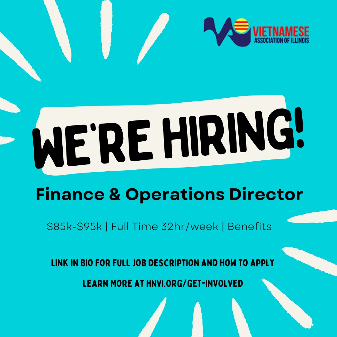 vai_chicago's tweet photo. Vietnamese Association of Illinois is looking for a talented Finance and Operations Director to join our team! Visit https://t.co/lByyVYbxoW for more info and how to apply! https://t.co/H08ZZyrW2h