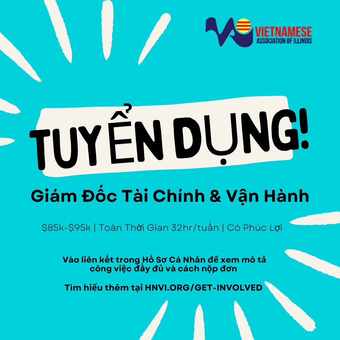 vai_chicago's tweet photo. Vietnamese Association of Illinois is looking for a talented Finance and Operations Director to join our team! Visit https://t.co/lByyVYbxoW for more info and how to apply! https://t.co/H08ZZyrW2h