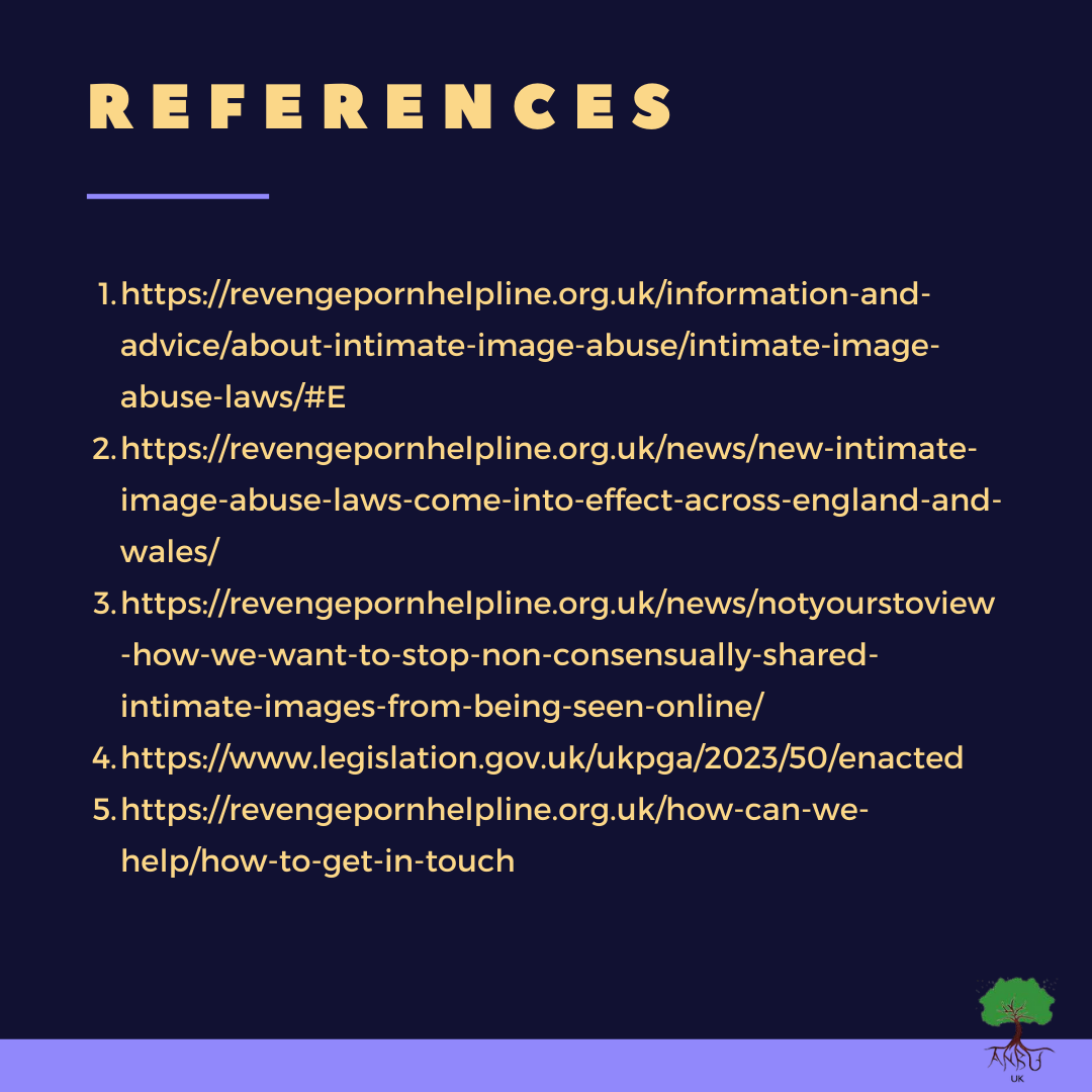ANBU_UK's tweet photo. Also, please see the second to last slide for more information on how you can get specialised support!

#NotYoursToView #IntimateImageAbuse #legislation #spreadANBU https://t.co/fFq15QryRD